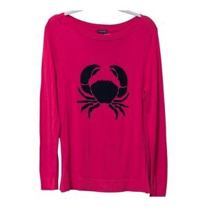 NWT Talbots hot pink lightweight crab sweater size Large sealift saltlife boat